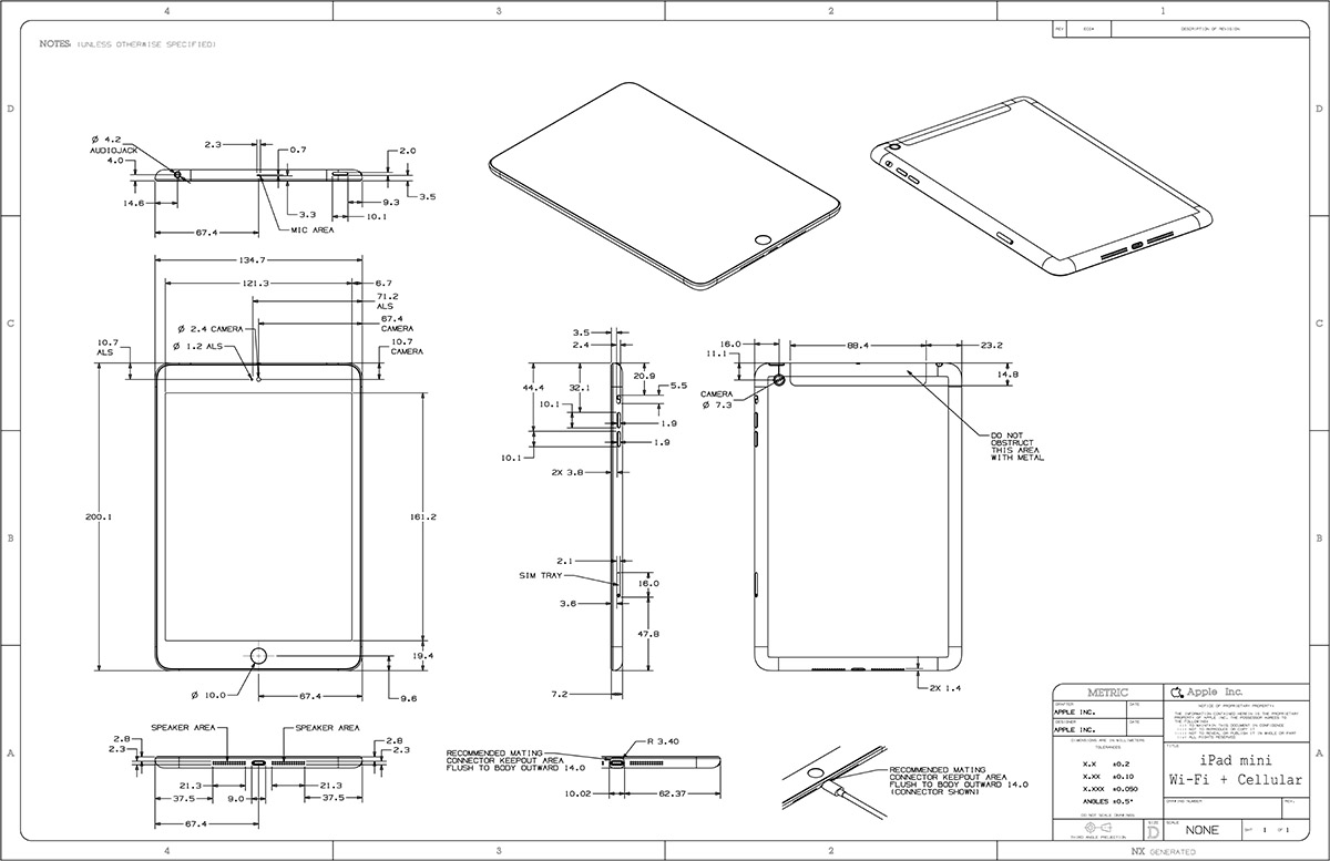 Apple Posts Detailed Drawings of the iPad Mini and iPad 4 On Its