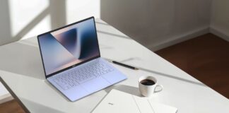 Acer Swift Blade 14 laptop shown open