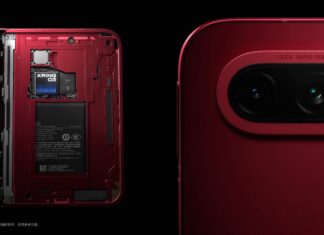 Xiaomi 18 Fold shown closed in Nishino Red with a horizontal rear camera module.