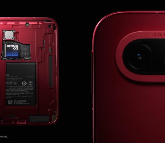 Xiaomi 18 Fold shown closed in Nishino Red with a horizontal rear camera module.