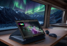 Lenovo Yoga 9n 2-in-1 convertible laptop shown in a flexible use mode.