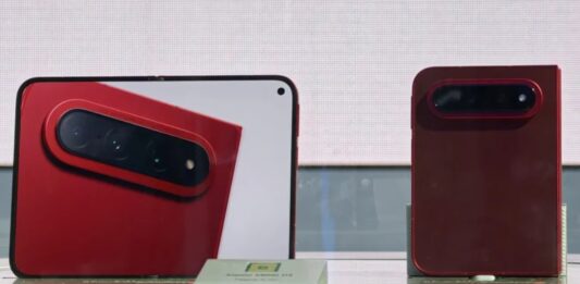 Xiaomi 18 Fold foldable phone in a red finish with a large Leica-branded rear camera module.