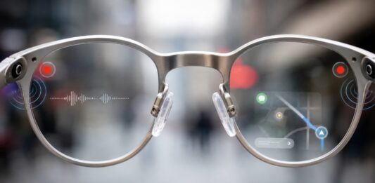 Smart glasses used as illustration for Apple’s reported wearable plans and competing products from Meta and Samsung.