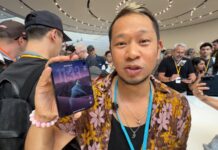 Apple iPhone Duo foldable phone shown open with its large inner display