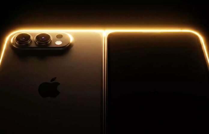 Reported Apple iPhone Ultra foldable smartphone shown open and folded.