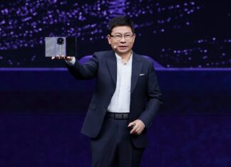 Huawei HarmonyOS 7 promotional graphic featuring the Celia AI assistant