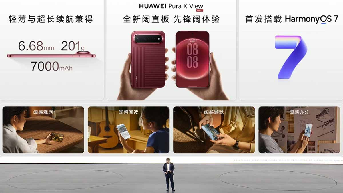 Huawei Pura X View wide-format smartphone with a 7,000mAh battery