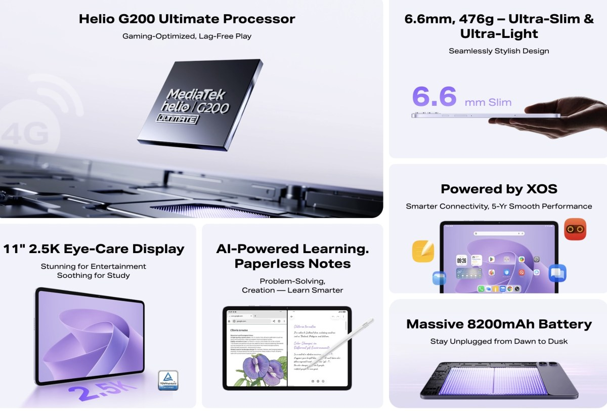 Infinix XPAD 30 Pro with its 2.5K display, 4G connectivity, and accessory support.