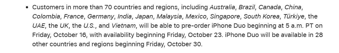 Apple Lists Two iPhone Duo Preorder Waves, Starting October 16