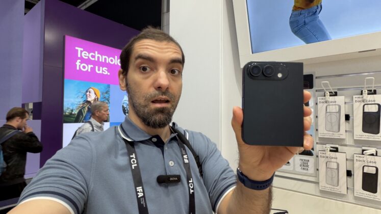 Close view of a Celly mockup of Apple&rsquo;s rumored foldable iPhone
