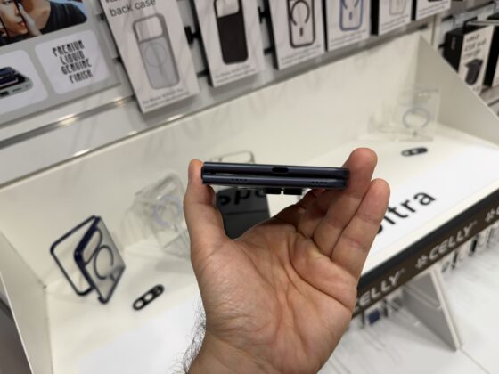 Open Celly foldable iPhone mockup with visible center crease