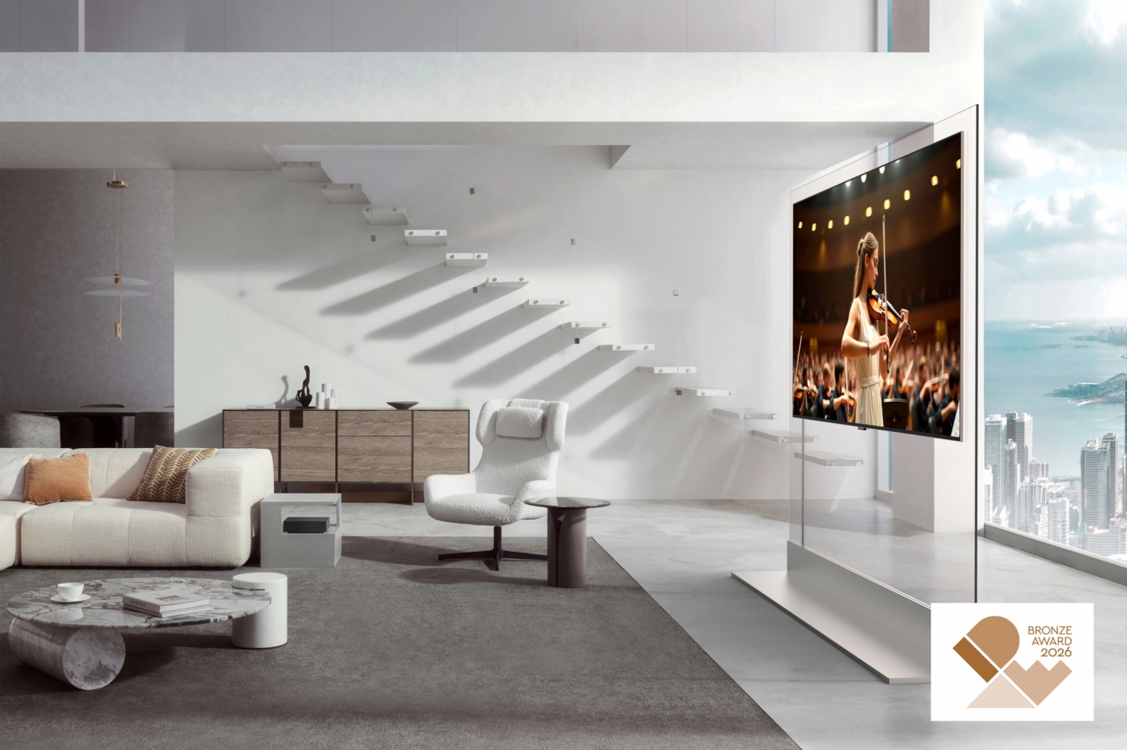 LG OLED evo AI W6 Wallpaper TV, an IDEA 2026 Bronze winner