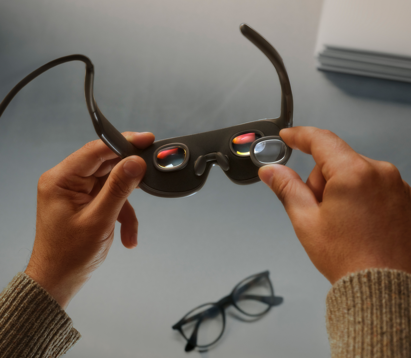 Close-up view of Meta VR Glasses and their lightweight spatial-computing design
