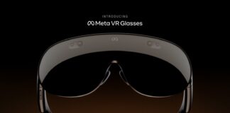 Meta VR Glasses shown with a separate external compute module designed to be carried off the face