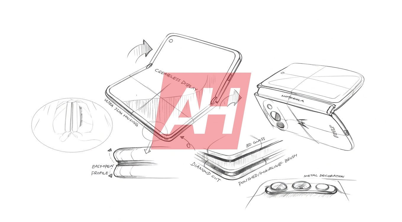 Motorola foldable concept sketch showing the wide display-oriented form factor