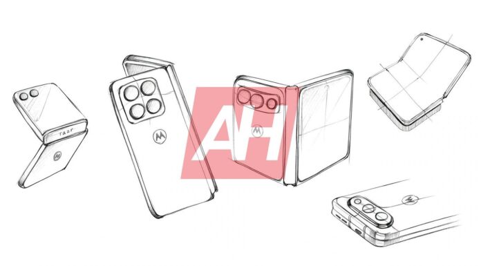 Sketch of Motorola’s rumored wide book-style foldable with a horizontal rear camera bar