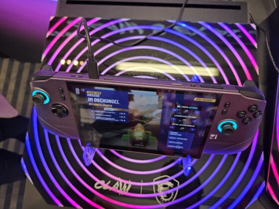 MSI Claw 8 EX AI+ Windows gaming handheld with rear grips