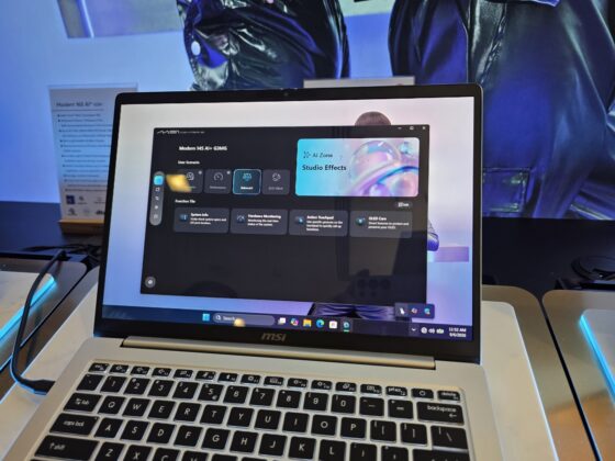 MSI Prestige 14 Flip AI+ shown in convertible form