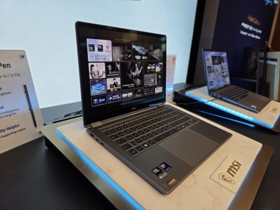 MSI Prestige 14 Flip AI+ laptop with touch display