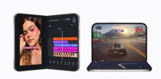 Apple iPhone Duo foldable phone shown open.