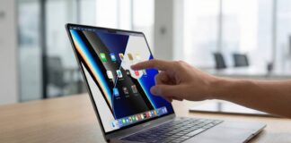MacBook Pro laptop shown open on a desk