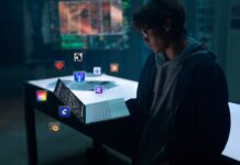 ASUS ProArt P14 laptop shown open with its OLED display