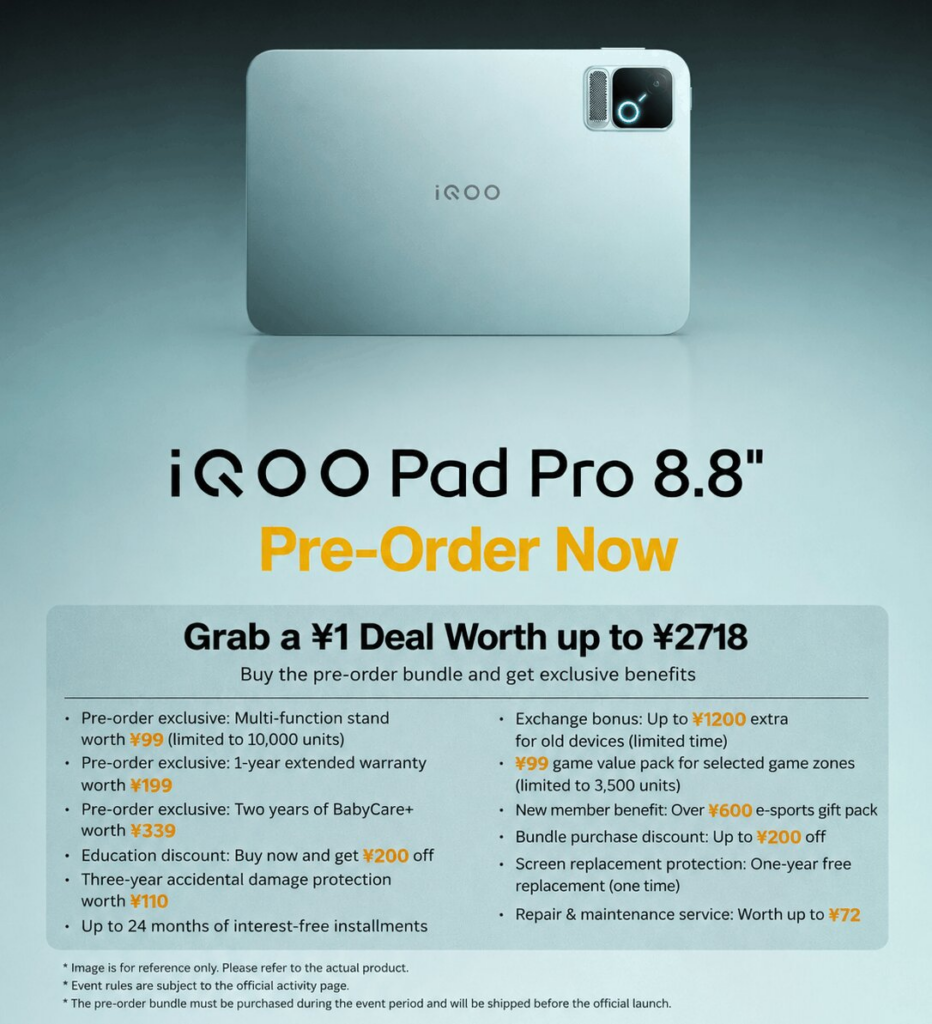 Table Display Two Fold iQOO Pad Pro Brings a Compact 8.8-Inch Gaming Tablet Format With ...
