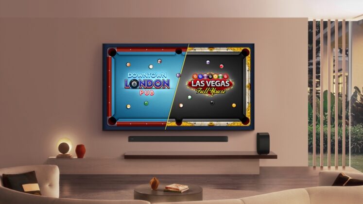 LG promotional image highlighting 8 Ball Pool on smart TVs